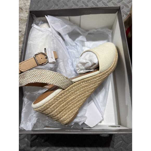 Brand New Style & Co. Womens Canvas Wedge Sandals Beige 9.5 MAILENAF - Picture 2 of 6